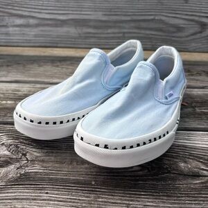 Vans women classic slip on canvas sneakers blue 9.5